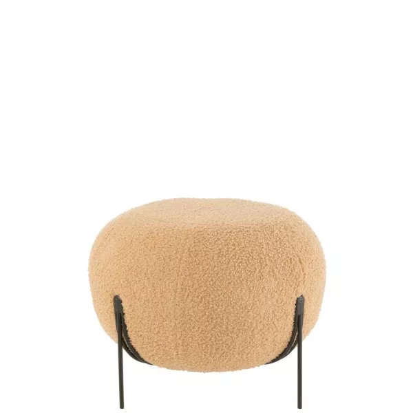 Pouf boule sur pied en tissu bouclé DAISY (Camel)