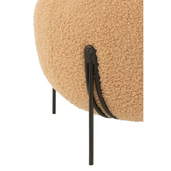 Pouf boule sur pied en tissu bouclé DAISY (Camel)