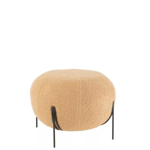 Pouf boule sur pied en tissu bouclé DAISY (Camel)