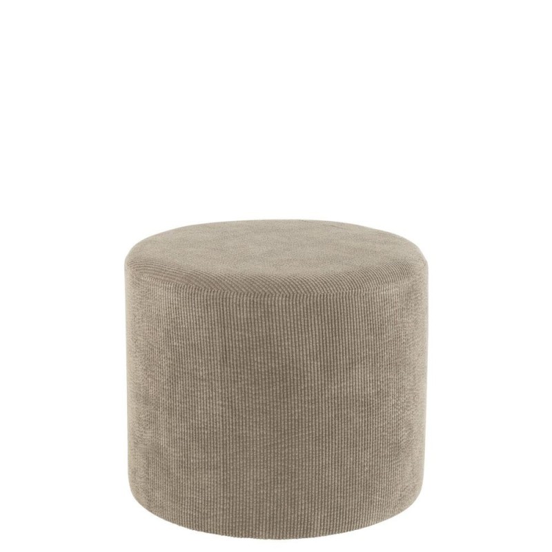 Pouf rond en tissu velours côtelé SANTANA (Gris/Greige)