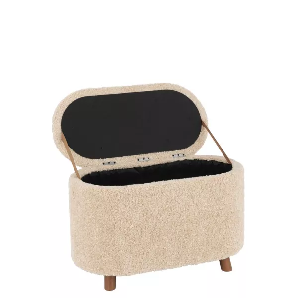 Pouf de rangement avec coffre en tissu bouclé MARTAL (Beige)