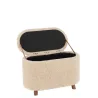 Pouf de rangement avec coffre en tissu bouclé MARTAL (Beige)