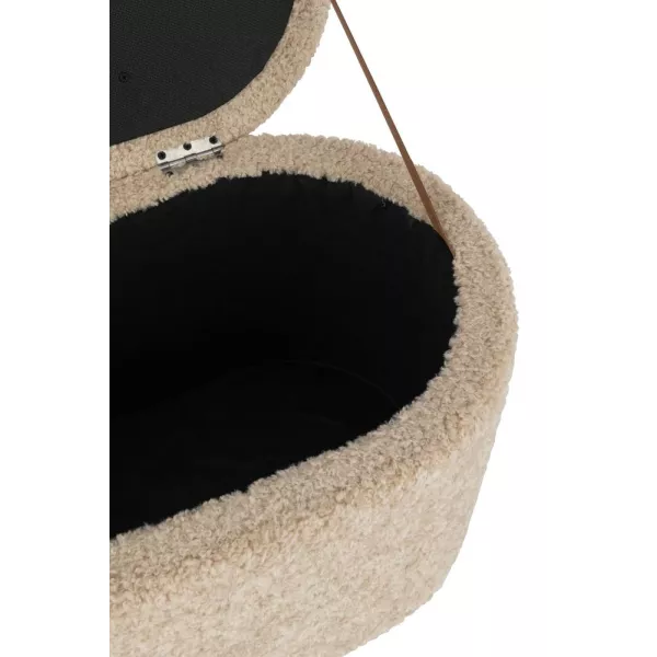 Pouf de rangement avec coffre en tissu bouclé MARTAL (Beige)