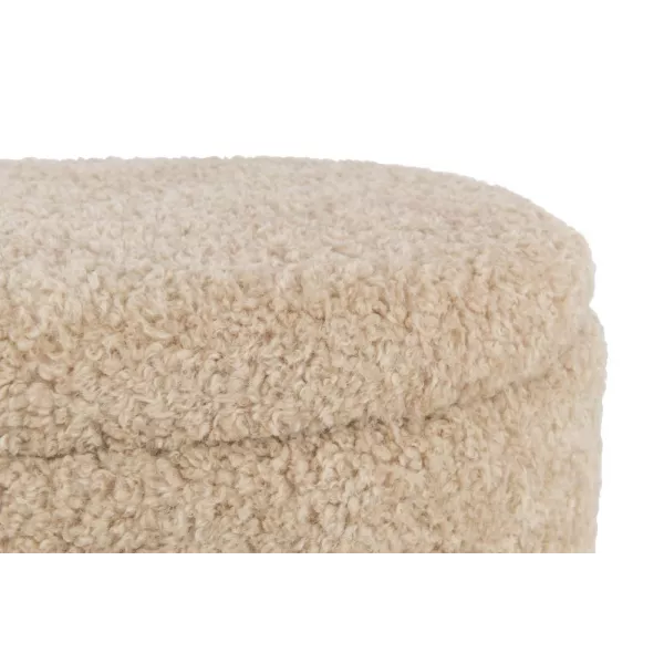 Pouf de rangement avec coffre en tissu bouclé MARTAL (Beige)