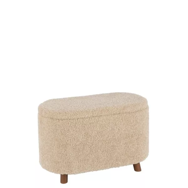 Pouf de rangement avec coffre en tissu bouclé MARTAL (Beige)