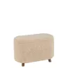 Pouf de rangement avec coffre en tissu bouclé MARTAL (Beige)