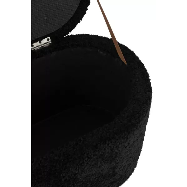 Pouf de rangement avec coffre en tissu bouclé MARTAL (Noir)