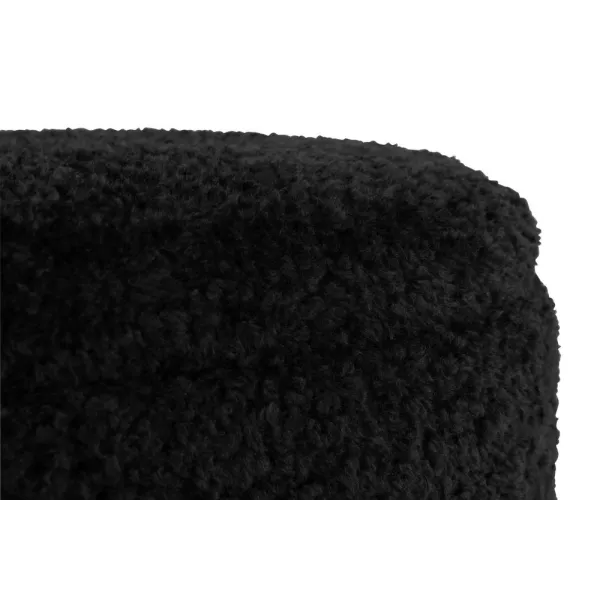 Pouf de rangement avec coffre en tissu bouclé MARTAL (Noir)