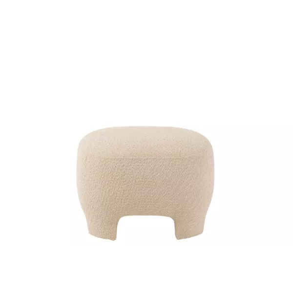 Pouf sur pieds en textile tricoté GISOU (Blanc cassé)