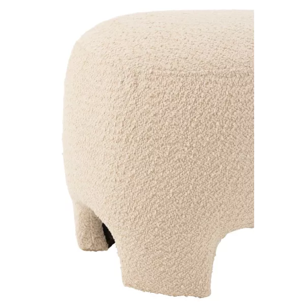 Pouf sur pieds en textile tricoté GISOU (Blanc cassé)