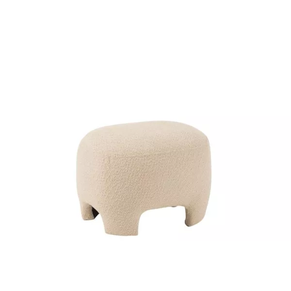 Pouf sur pieds en textile tricoté GISOU (Blanc cassé)