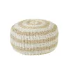 Pouf rond à rayures CROUPS (Blanc, beige)