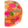 Pouf rond en tissu brodé de fleurs CHALOU (Orange/Rouille)