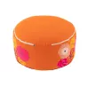 Pouf rond en tissu brodé de fleurs CHALOU (Orange/Rouille)