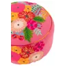 Pouf rond en tissu brodé de fleurs CHALOU (Rose)