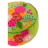 Pouf rond en tissu brodé de fleurs CHALOU (Vert)