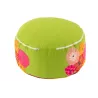 Pouf rond en tissu brodé de fleurs CHALOU (Vert)