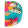 Pouf rond en tissu brodé de fleurs CHALOU (Bleu)