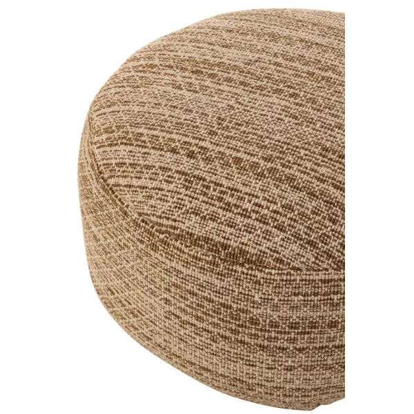 Pouf rond en tissu motifs carrés Intérieur/Extérieur OULON (Marron)