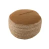 Pouf rond en tissu motifs carrés Intérieur/Extérieur OULON (Marron)