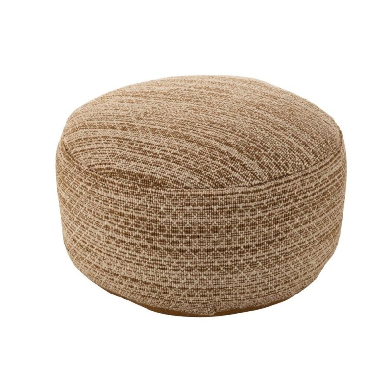 Pouf rond en tissu motifs carrés Intérieur/Extérieur OULON (Marron)