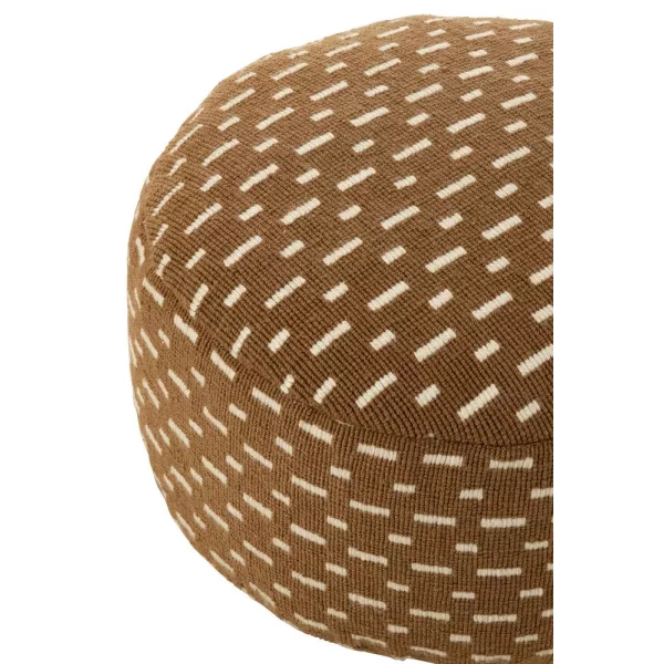 Pouf rond en tissu motifs traits Intérieur/Extérieur OULON (Marron)