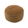 Pouf rond en tissu motifs traits Intérieur/Extérieur OULON (Marron)