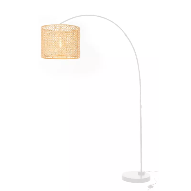 Lampadaire arc en bambou et pied en métal blanc FONDA (Naturel)