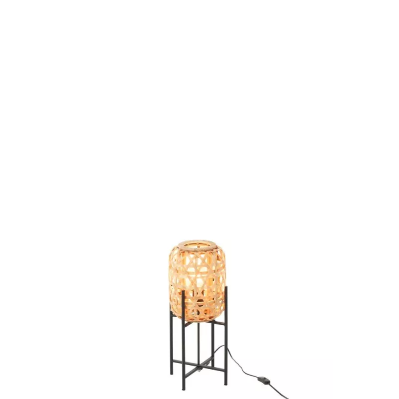 Lampadaire en bambou et métal noir (H53cm) MARTOU (Naturel)