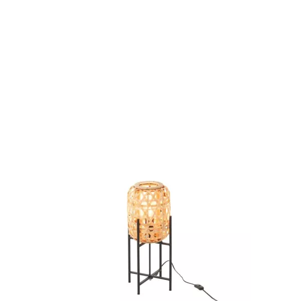 Lampadaire en bambou et métal noir (H53cm) MARTOU (Naturel)