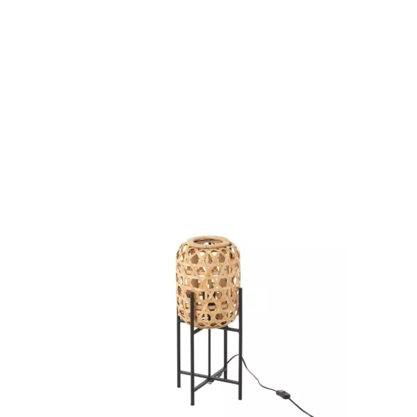 Lampadaire en bambou et métal noir (H53cm) MARTOU (Naturel)