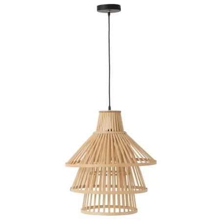 Lampe à suspension 3 abat-jour en bambou (ø 42 cm) CHOUKEL (Naturel)