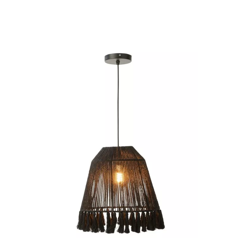 Lampe suspendue en jute (H40cm) FREDERIKA (Noir)