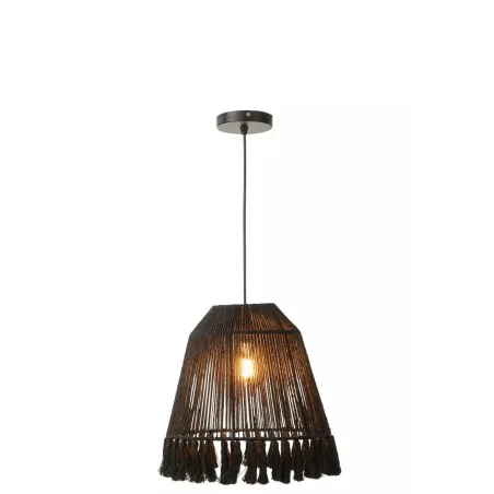 Lampe suspendue en jute (H40cm) FREDERIKA (Noir)