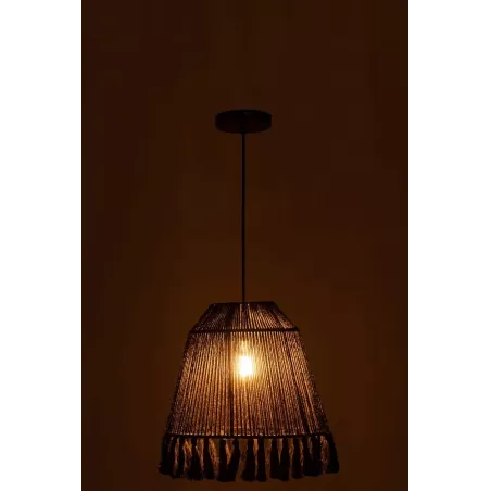 Lampe suspendue en jute (H40cm) FREDERIKA (Noir)