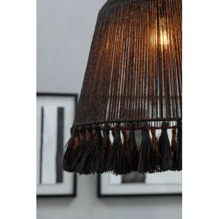 Lampe suspendue en jute (H40cm) FREDERIKA (Noir)