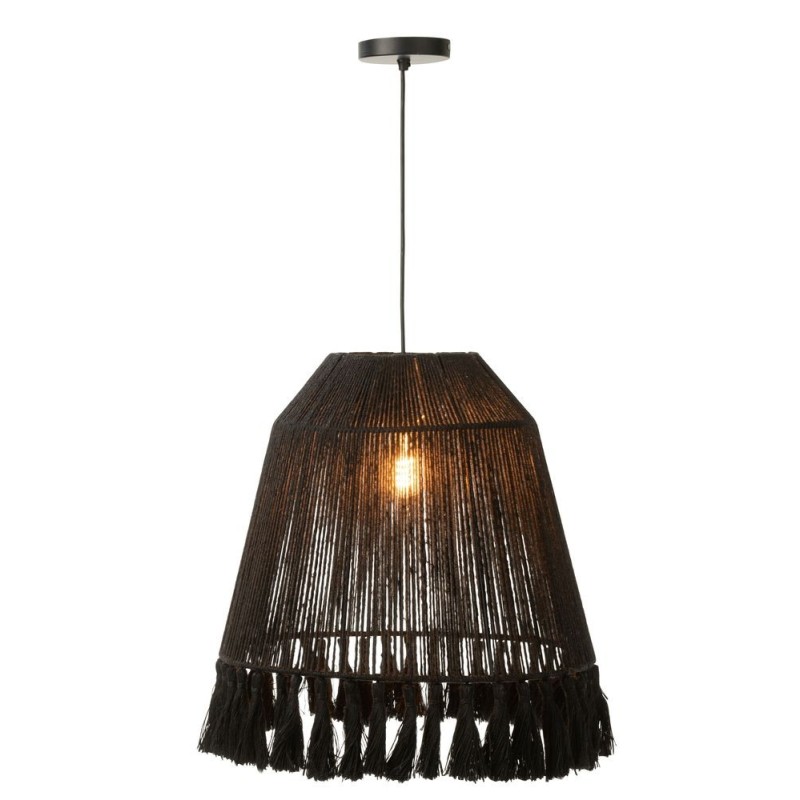 Lampe suspendue en jute (H53cm) FREDERIKA (Noir)