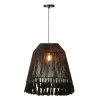 Lampe suspendue en jute (H53cm) FREDERIKA (Noir)