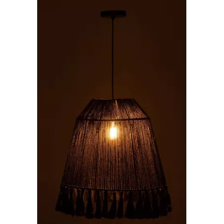 Lampe suspendue en jute (H53cm) FREDERIKA (Noir)