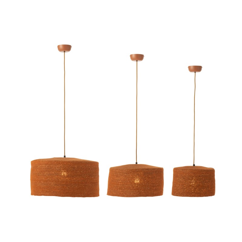 Set de 3 lampes suspendues en fibres naturelles JUJU (Marron)