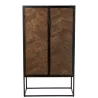 Armoire bar en bois de manguier et métal MIZO (90x160,5 cm) (Marron, noir)