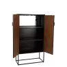 Armoire bar en bois de manguier et métal MIZO (90x160,5 cm) (Marron, noir)