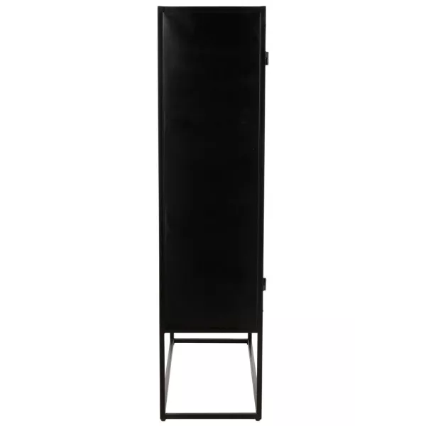 Armoire bar en bois de manguier et métal MIZO (90x160,5 cm) (Marron, noir)