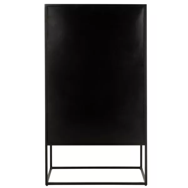 Armoire bar en bois de manguier et métal MIZO (90x160,5 cm) (Marron, noir)