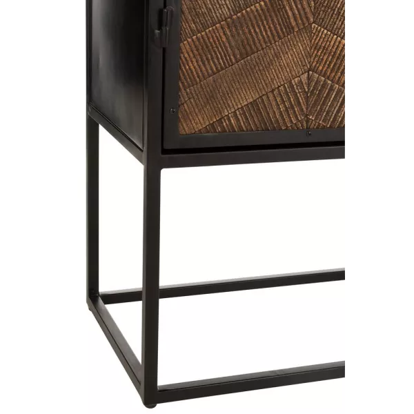 Armoire bar en bois de manguier et métal MIZO (90x160,5 cm) (Marron, noir)