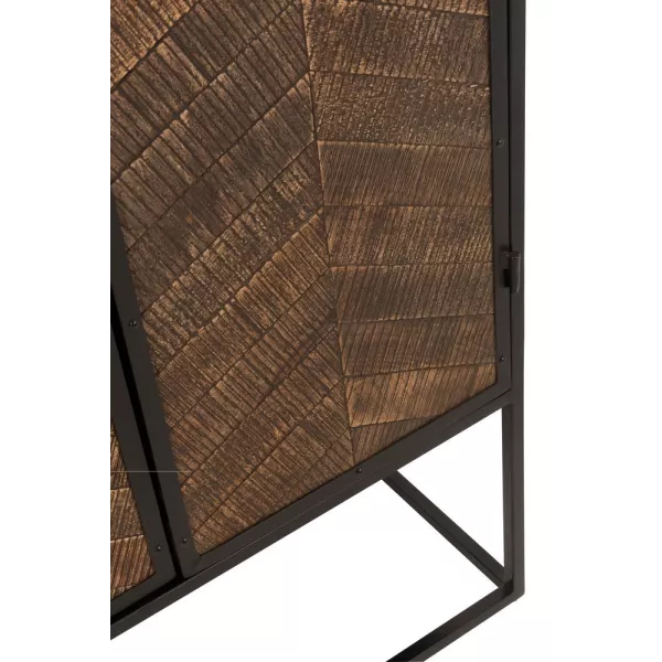 Armoire bar en bois de manguier et métal MIZO (90x160,5 cm) (Marron, noir)