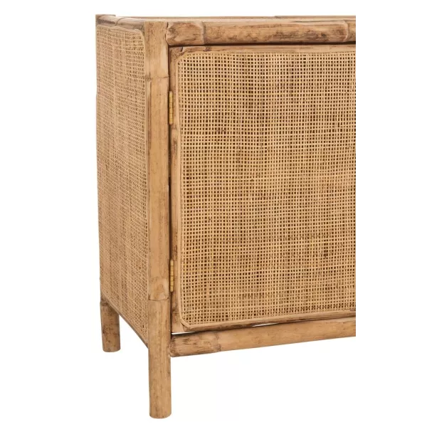 Armoire 2 portes 2 étagères en rotin MARLI (100x65 cm) (Naturel)