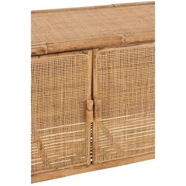 Armoire 2 portes 2 étagères en rotin MARLI (100x65 cm) (Naturel)