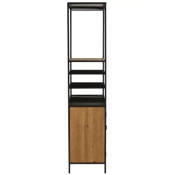 Armoire pour bouteilles et verres en bois et métal CABIN (60x180 cm) (Naturel, noir)