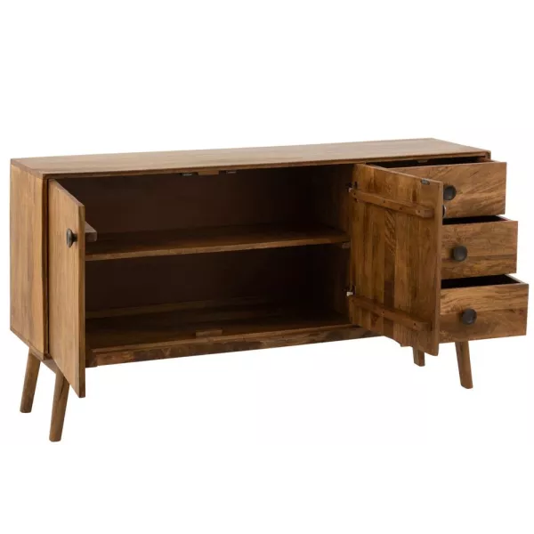 Buffet 2 portes 3 tiroirs en bois de manguier PEROT (145x80 cm) (Marron)